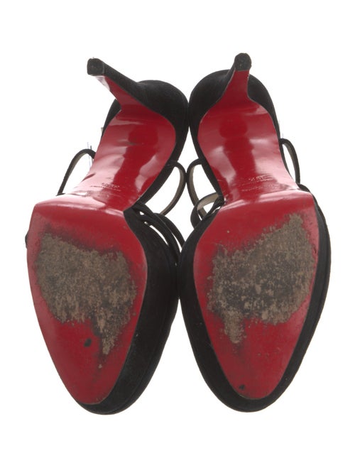 Christian Louboutin Suede Cutout Accent T-Strap Pumps