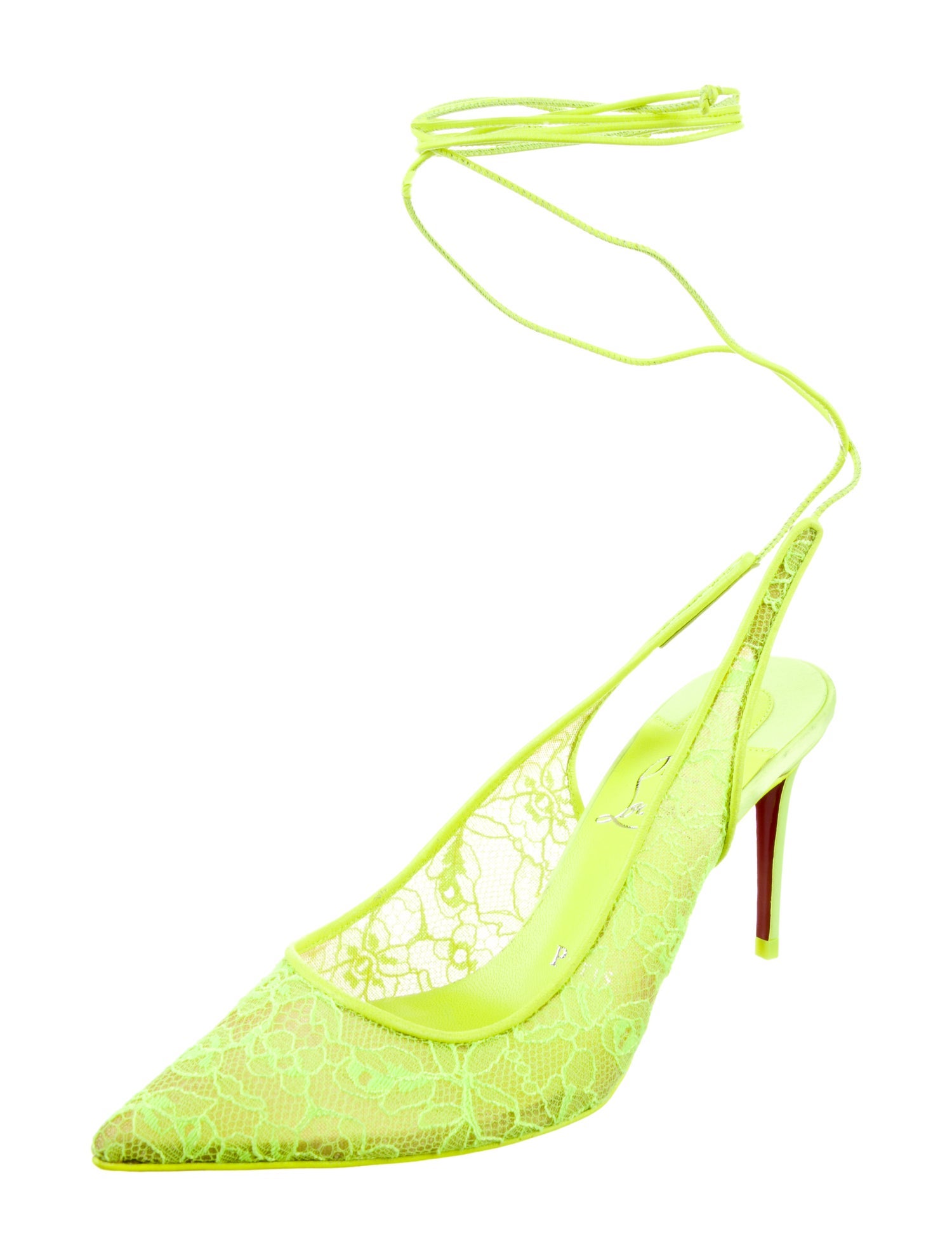 Christian Louboutin Lace Lace Pattern Slingback Pumps