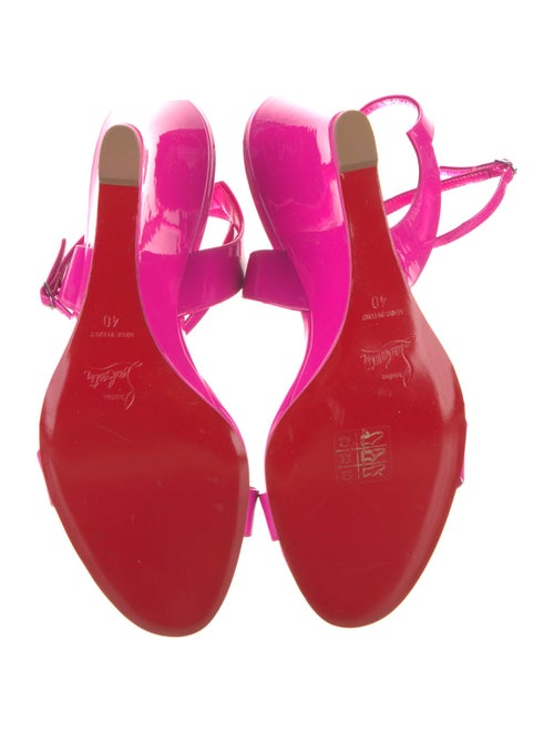 Christian Louboutin Patent Leather Scalloped Accent Slingback Sandals