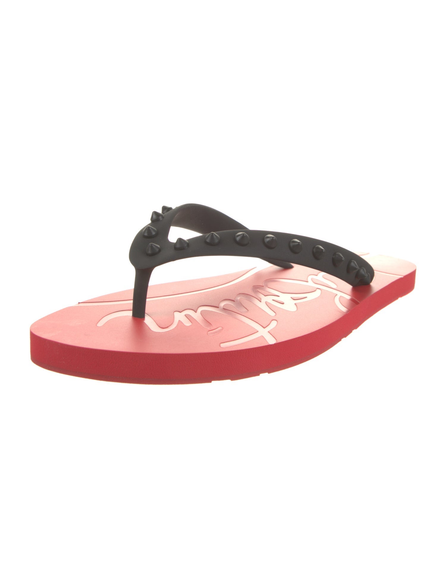 Christian Louboutin Spike Accents Rubber Flip Flops w/ Tags