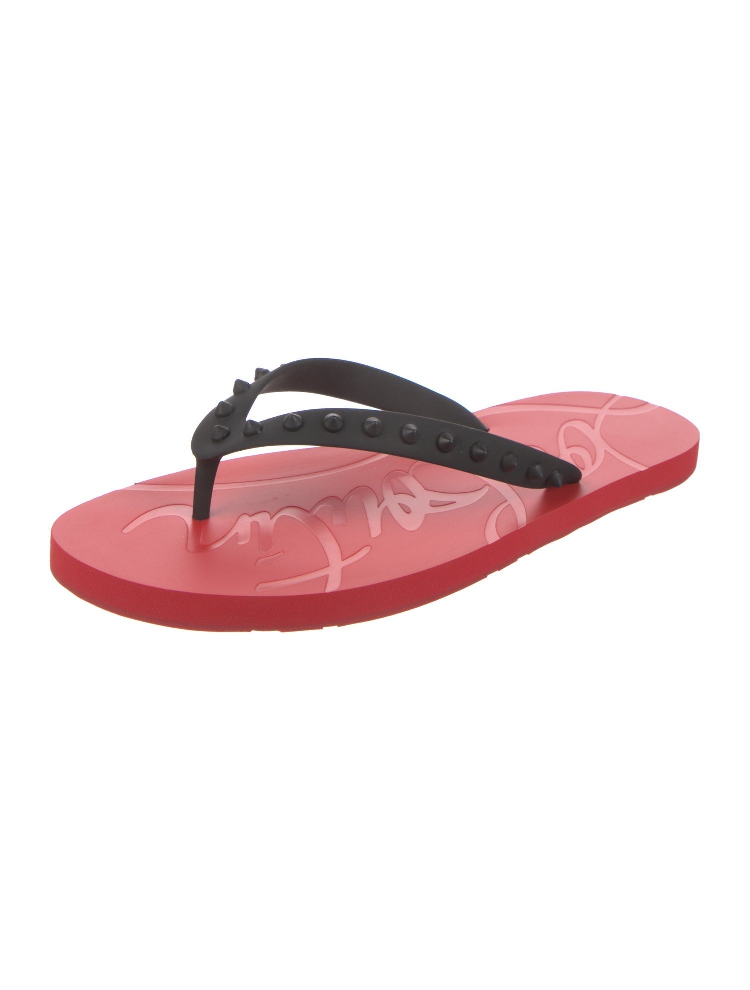 Christian Louboutin Spike Accents Rubber Flip Flops