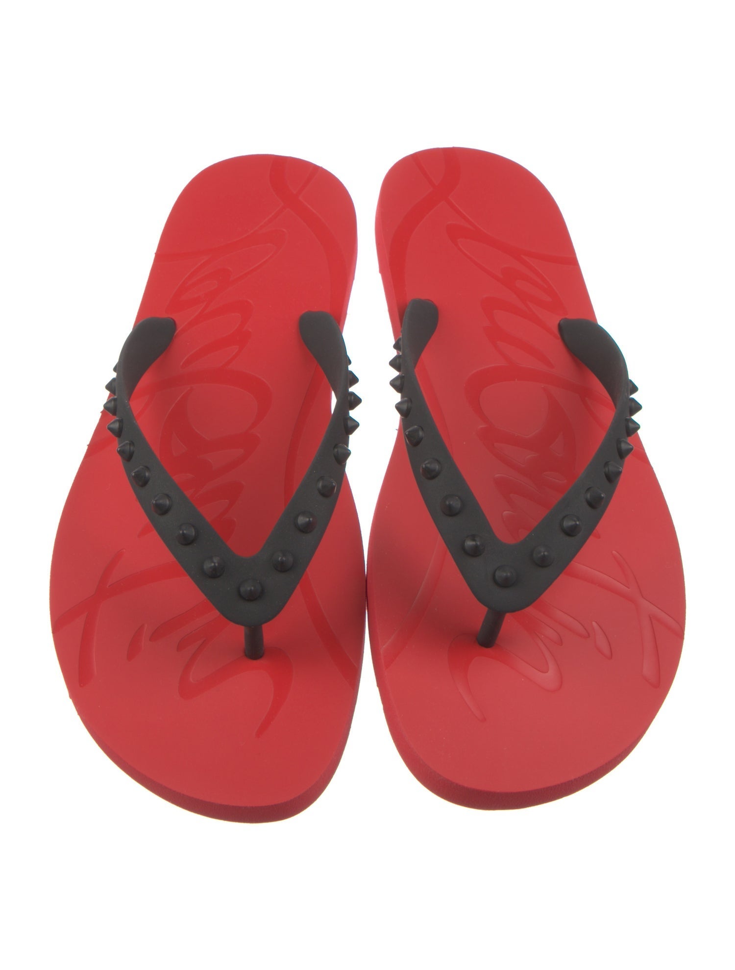Christian Louboutin Spike Accents Rubber Flip Flops
