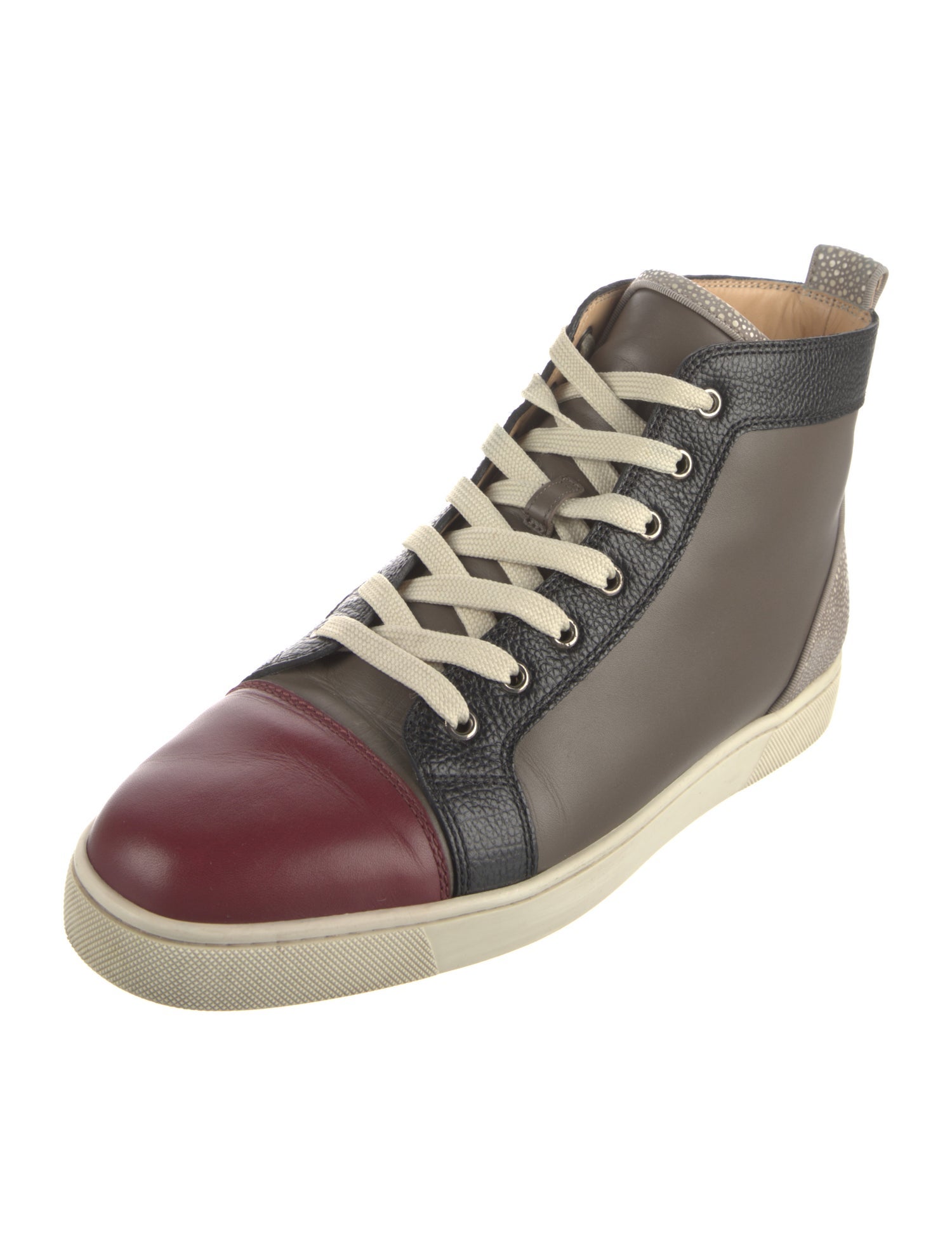 Christian Louboutin Leather Colorblock Pattern Sneakers