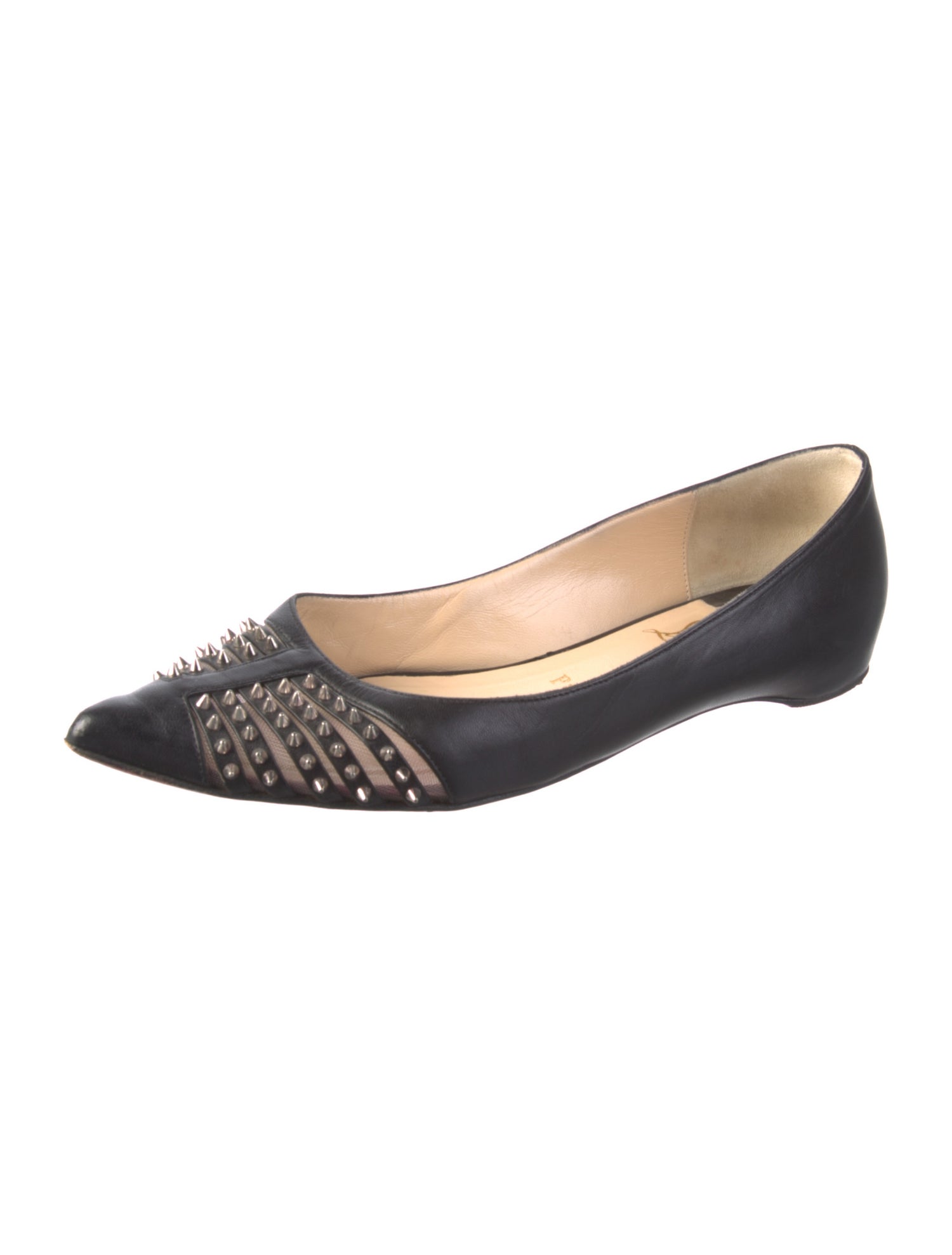 Christian Louboutin Spike Accents Leather Flats