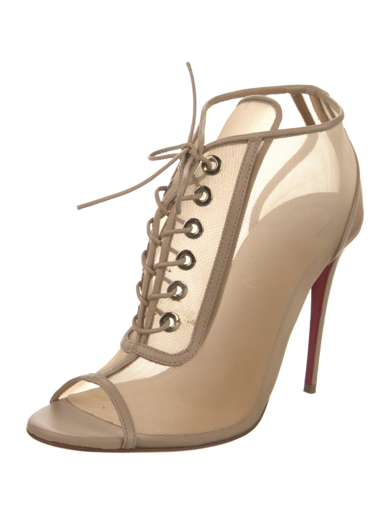 Christian Louboutin Mesh Mesh Accents T-Strap Pumps