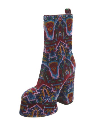 Christian Louboutin Printed Leather Trim Embellishment Boots