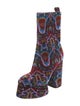 Christian Louboutin Printed Leather Trim Embellishment Boots
