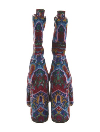 Christian Louboutin Printed Leather Trim Embellishment Boots