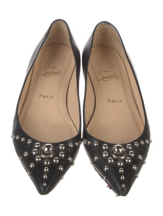 Christian Louboutin Leather Studded Accents Ballet Flats