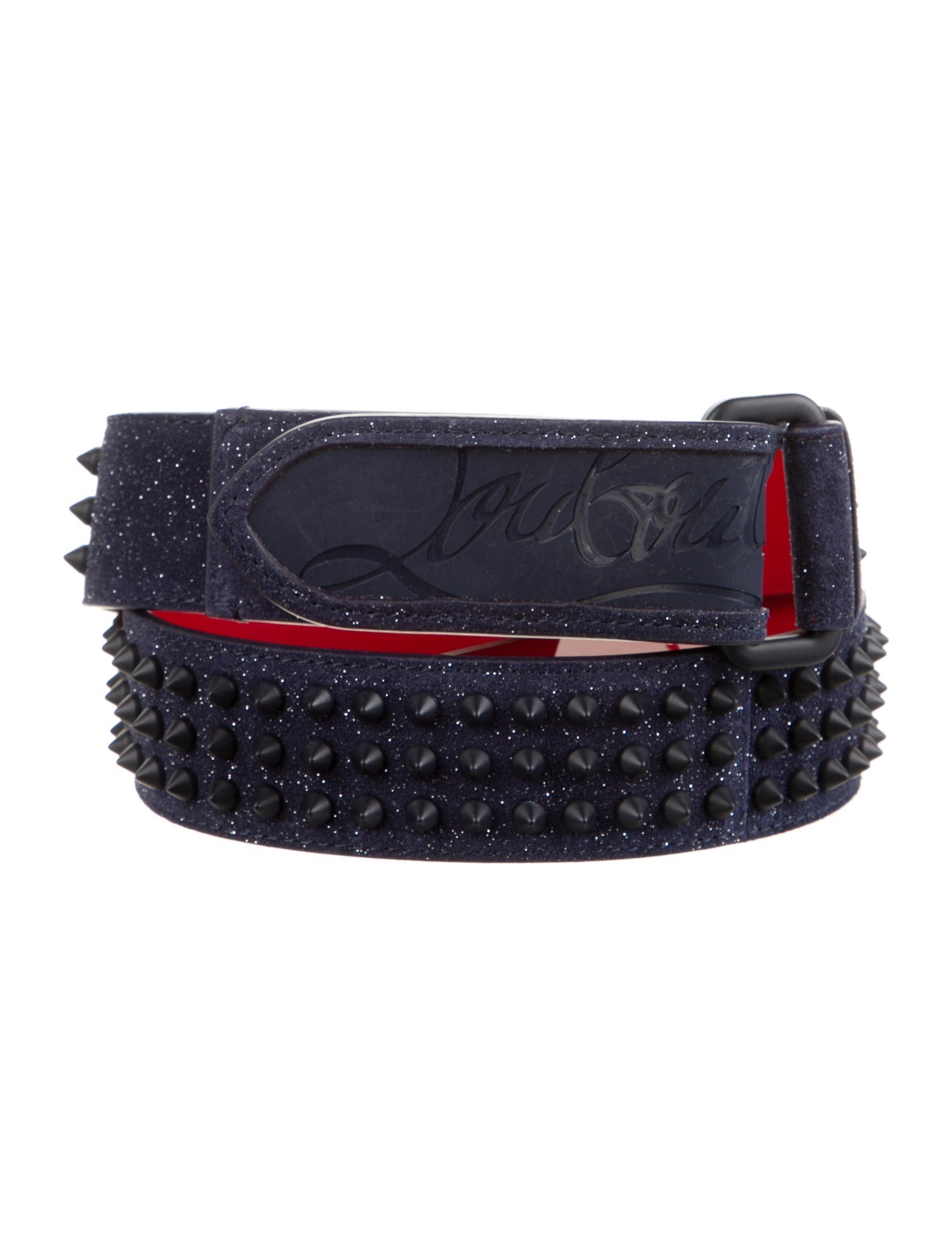 Christian Louboutin Suede Glitter Accents Belt