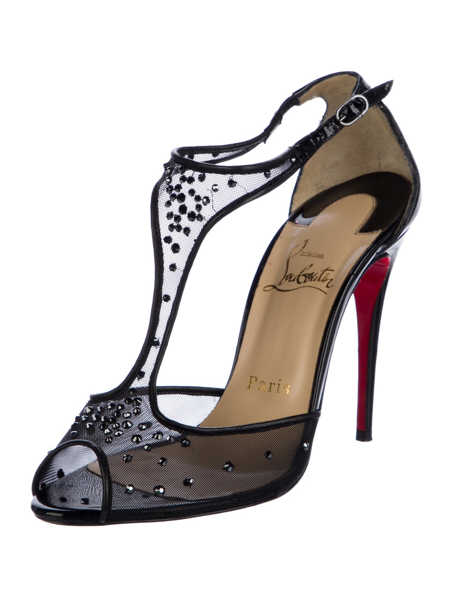 Christian Louboutin Mesh Mesh Accents T-Strap Sandals