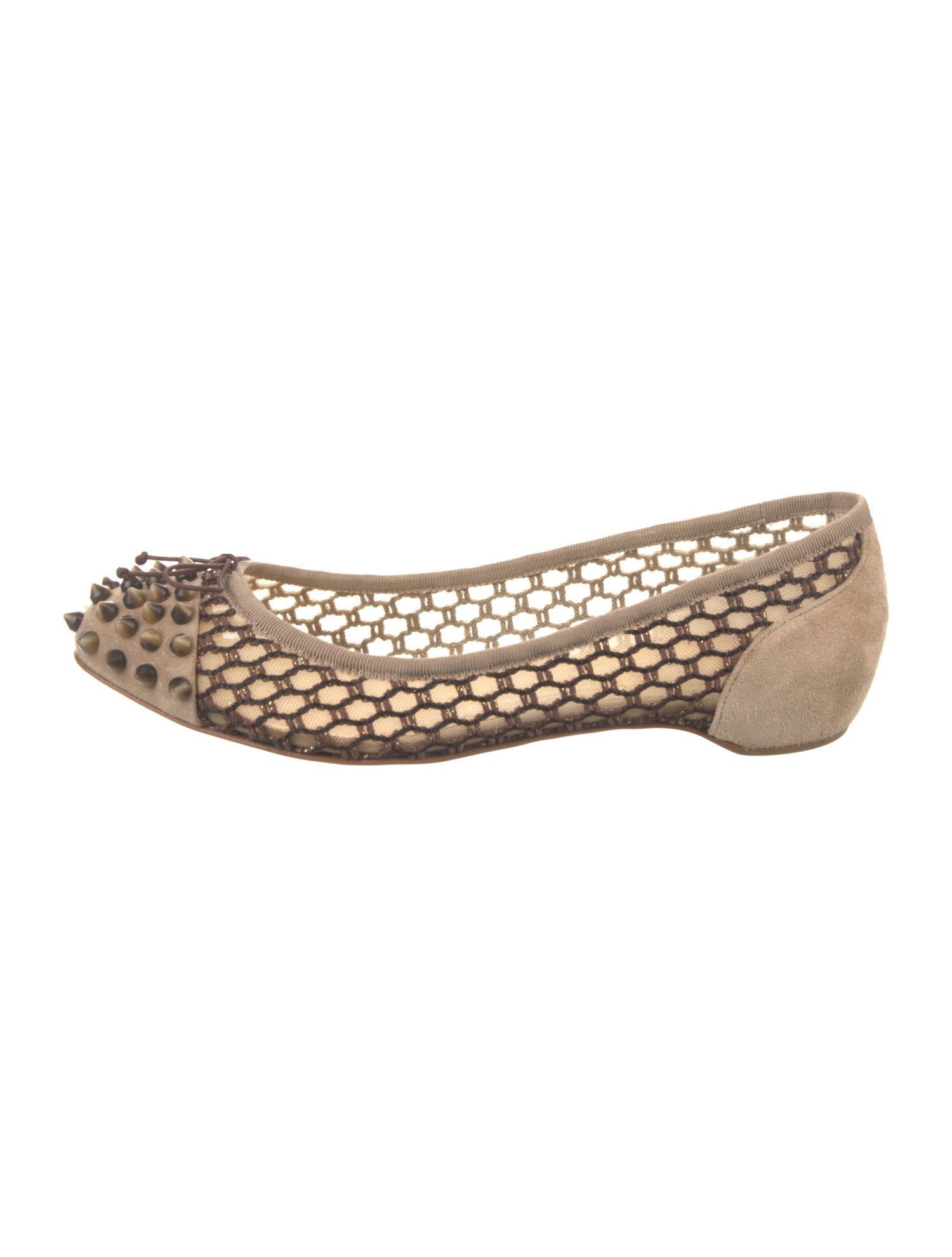 Christian Louboutin Spike Accents Mesh Flats