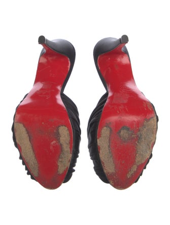 Christian Louboutin Satin Pleated Accents Slides