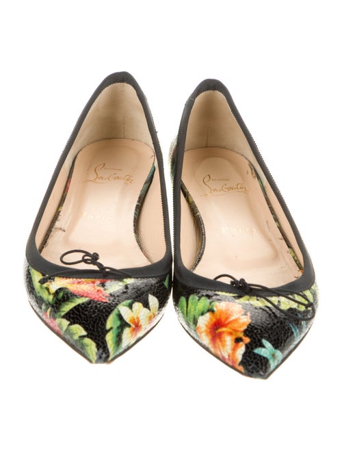 Christian Louboutin Leather Floral Print Ballet Flats