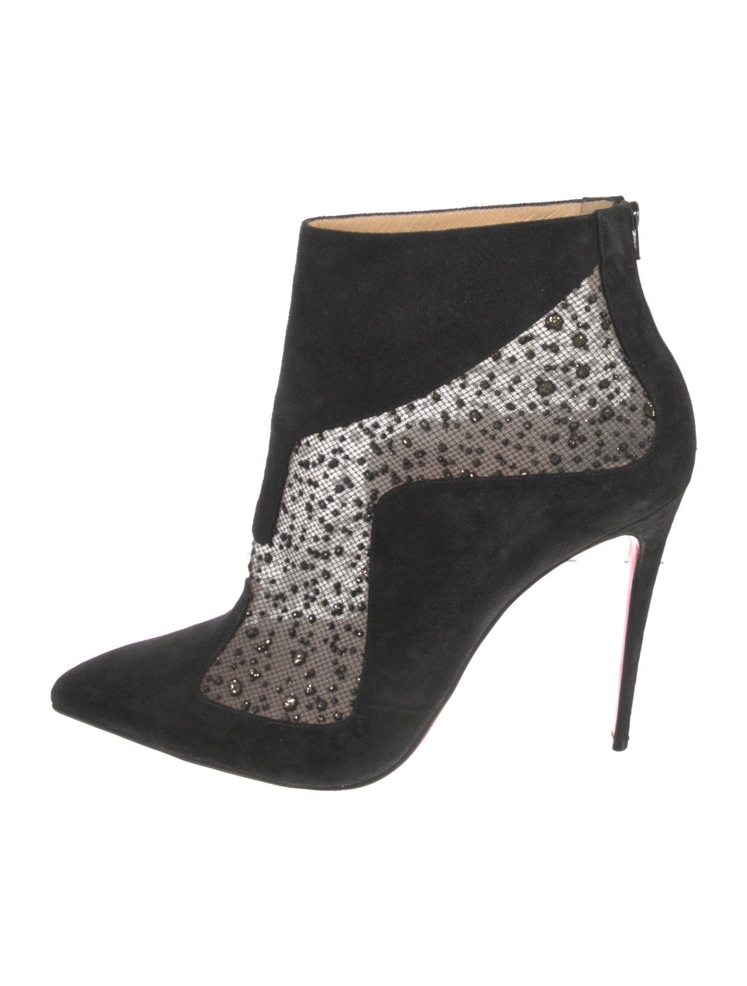 Christian Louboutin Suede Mesh Accents Boots