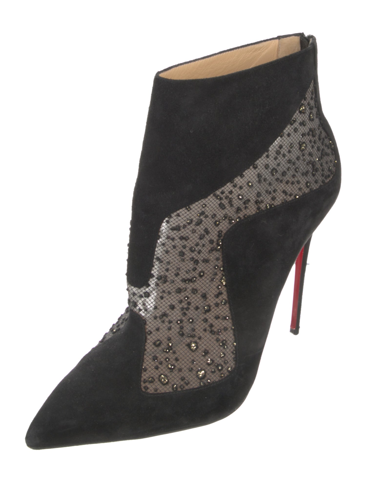 Christian Louboutin Suede Mesh Accents Boots