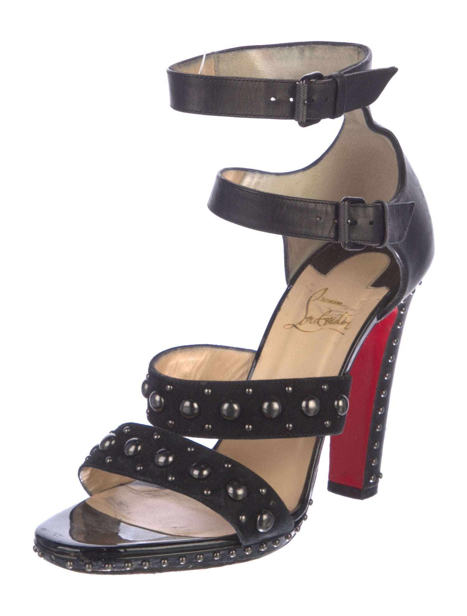Christian Louboutin Leather Studded Accents Sandals