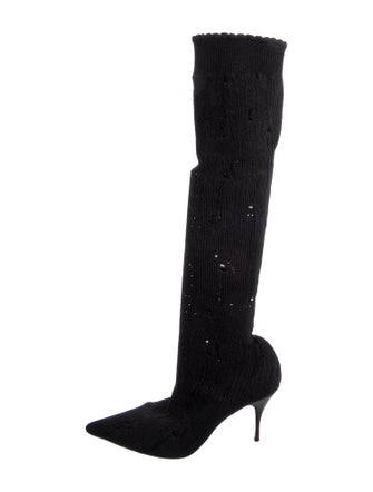 Christian Louboutin Distressed Accents Sock Boots