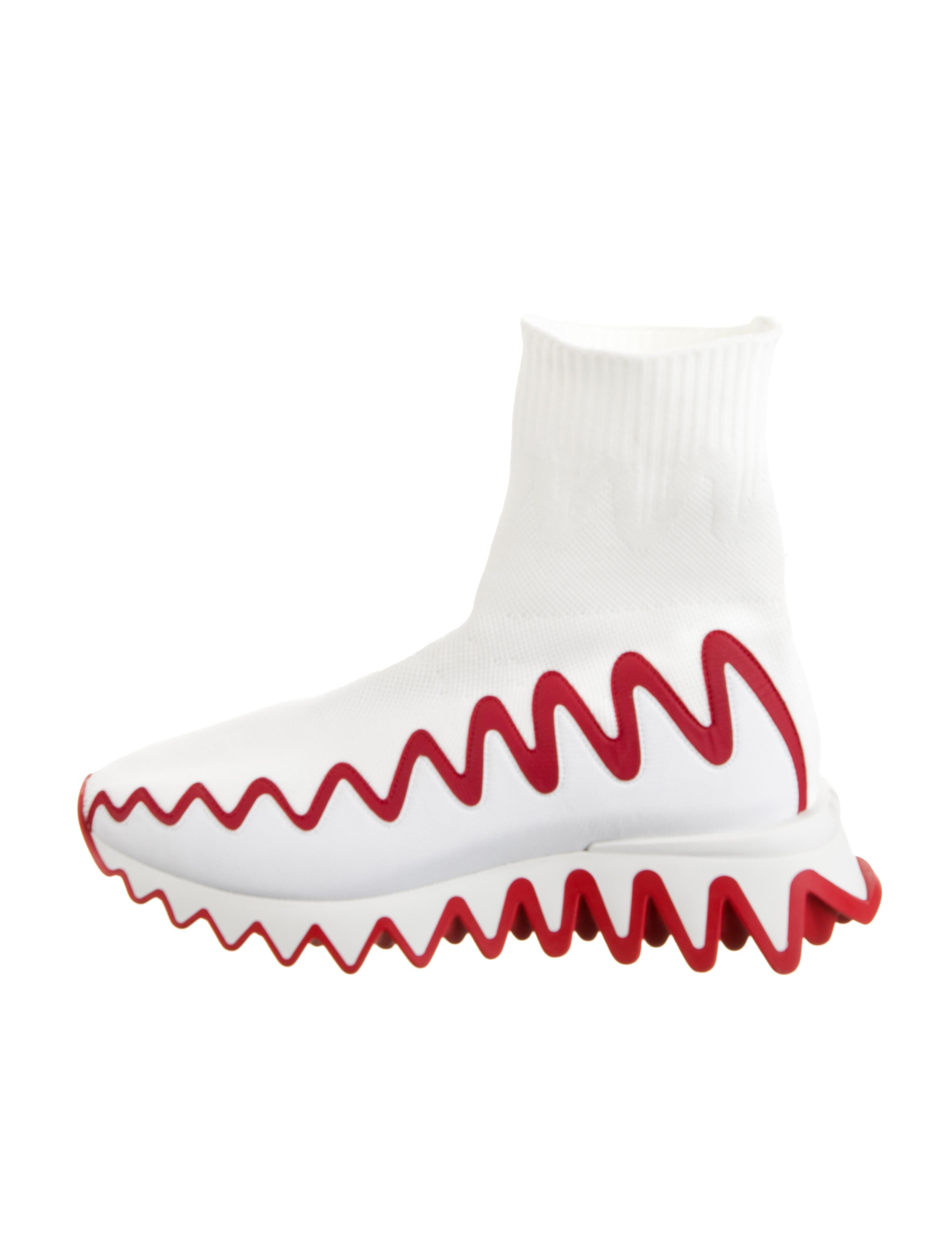 Christian Louboutin Striped Leather Trim Embellishment Sneakers