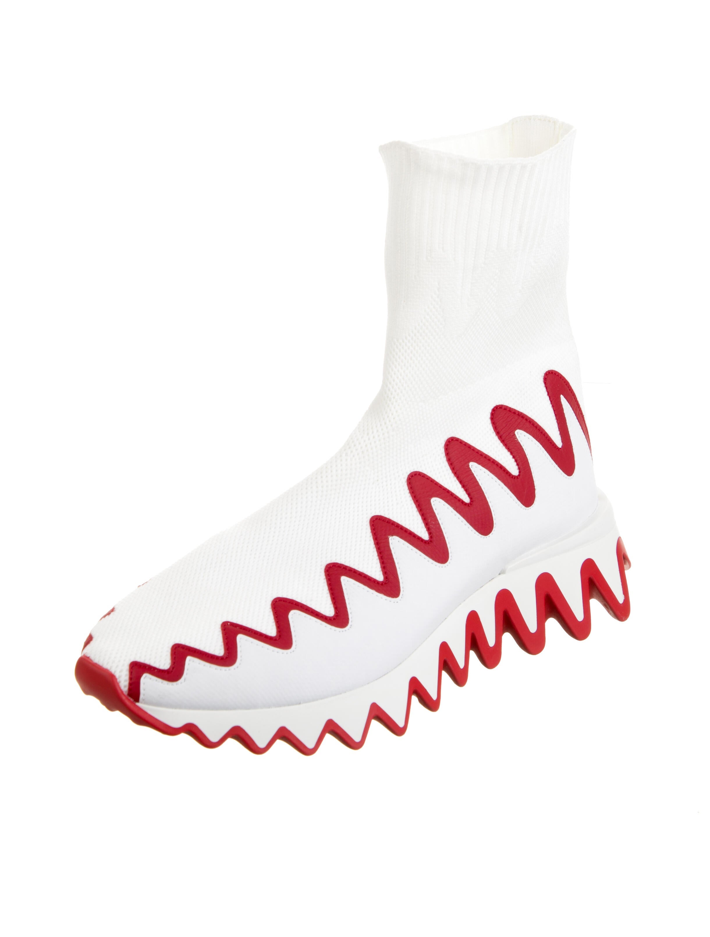 Christian Louboutin Striped Leather Trim Embellishment Sneakers