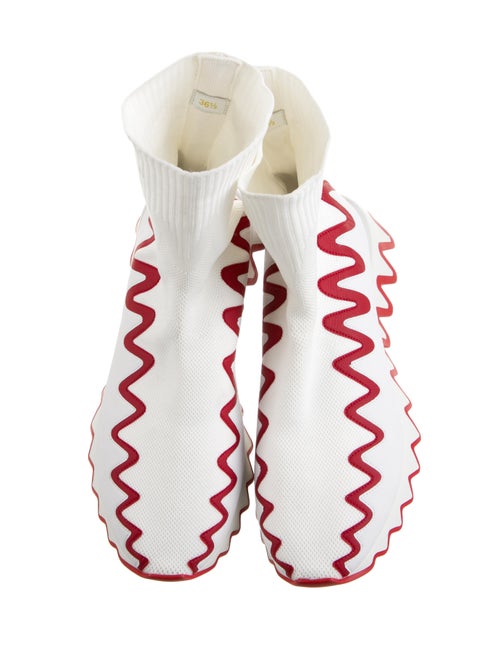 Christian Louboutin Striped Leather Trim Embellishment Sneakers