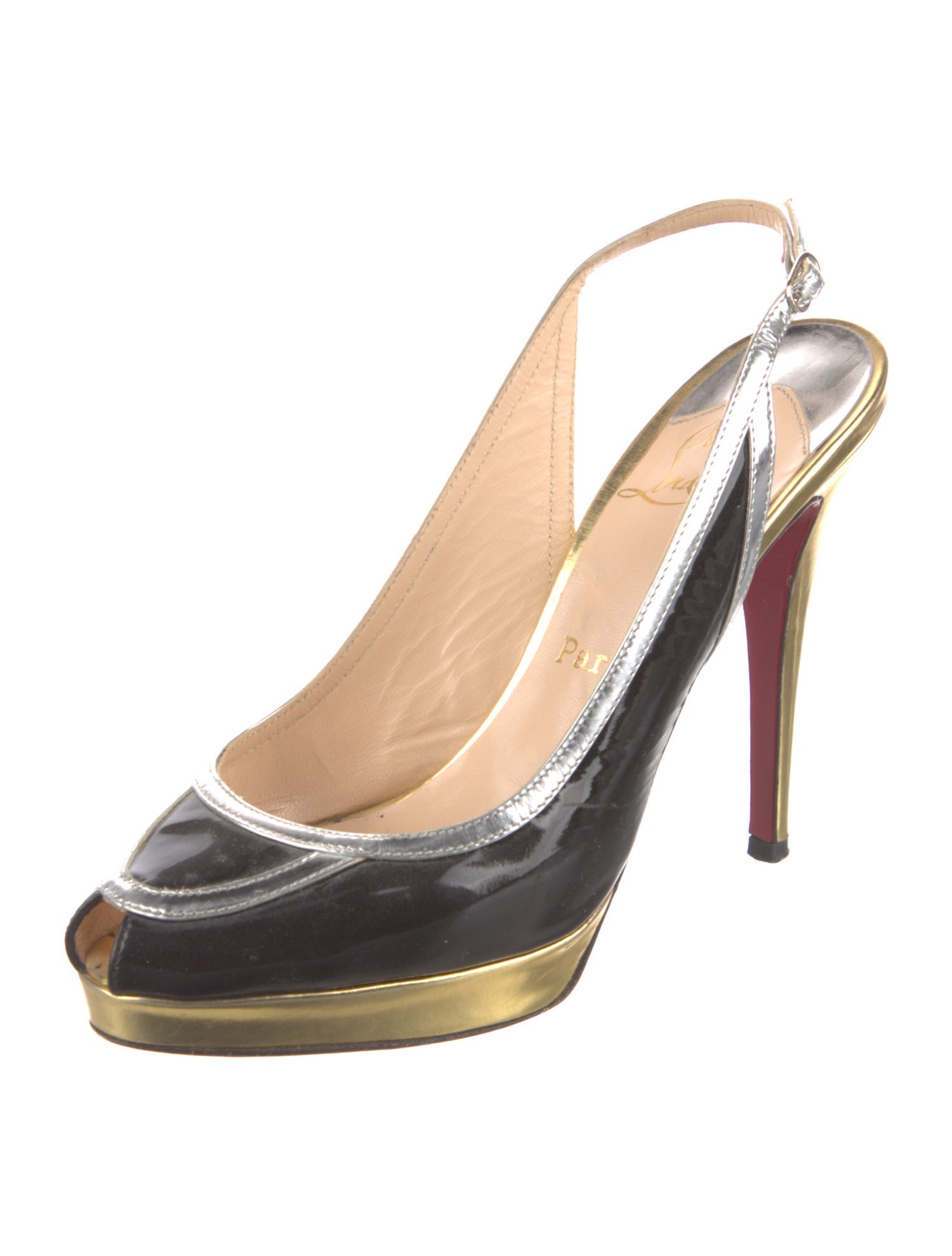Christian Louboutin Patent Leather Slingback Pumps