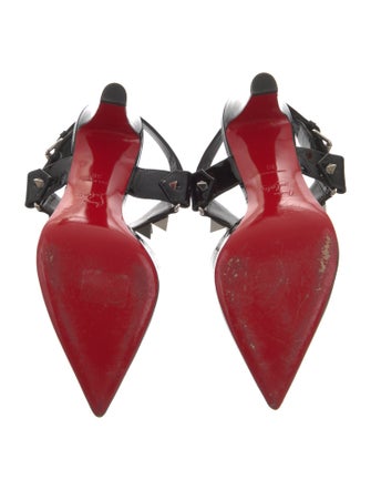 Christian Louboutin Spike Accents Patent Leather Slingback Pumps