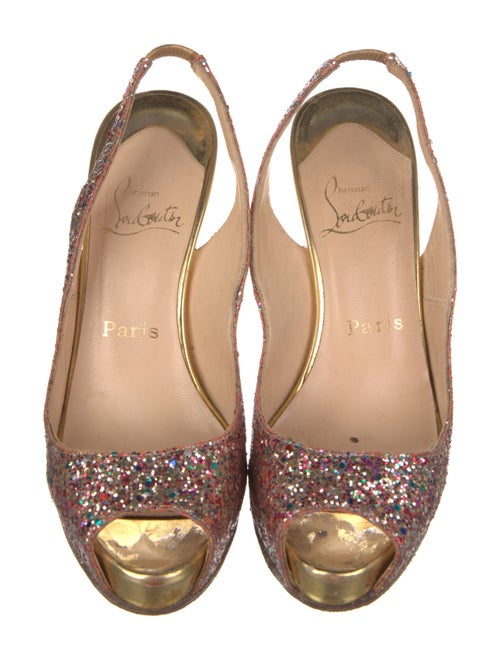 Christian Louboutin Glitter Glitter Accents Slingback Pumps