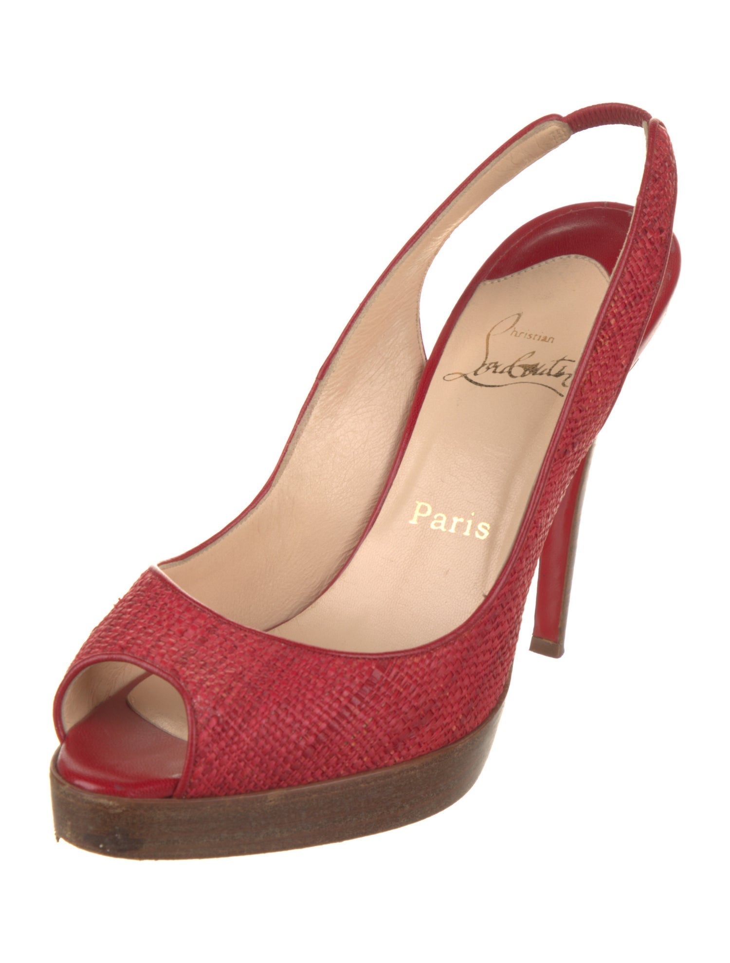 Christian Louboutin Raffia Slingback Sandals