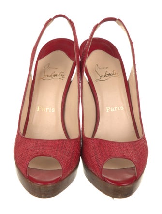 Christian Louboutin Raffia Slingback Sandals