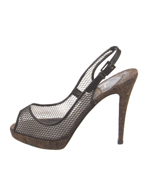 Christian Louboutin Mesh Lace Pattern Slingback Pumps