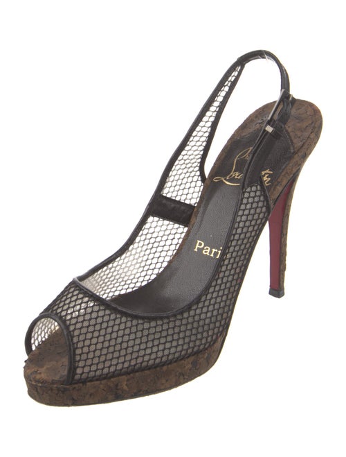 Christian Louboutin Mesh Lace Pattern Slingback Pumps
