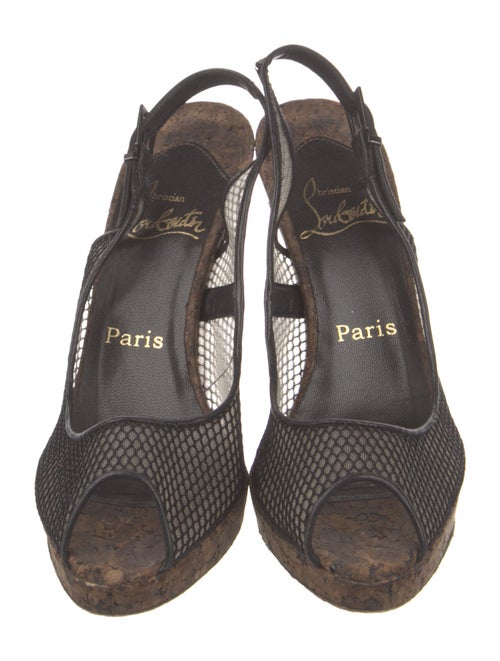 Christian Louboutin Mesh Lace Pattern Slingback Pumps