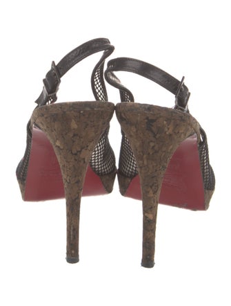 Christian Louboutin Mesh Lace Pattern Slingback Pumps
