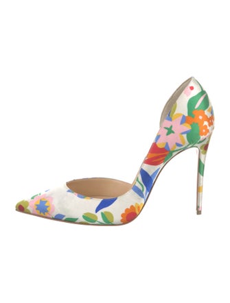 Christian Louboutin Satin Floral Print D'Orsay Pumps