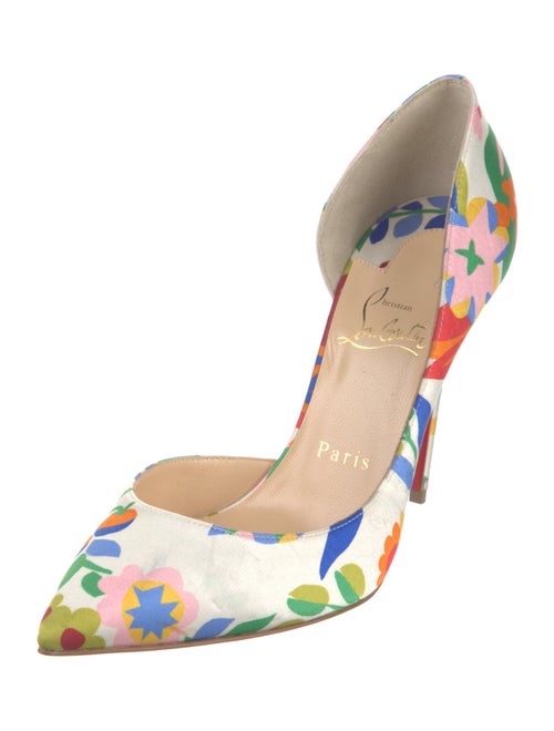 Christian Louboutin Satin Floral Print D'Orsay Pumps