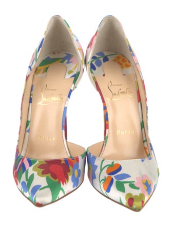Christian Louboutin Satin Floral Print D'Orsay Pumps