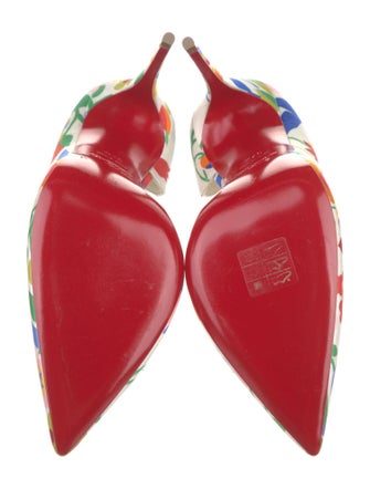Christian Louboutin Satin Floral Print D'Orsay Pumps