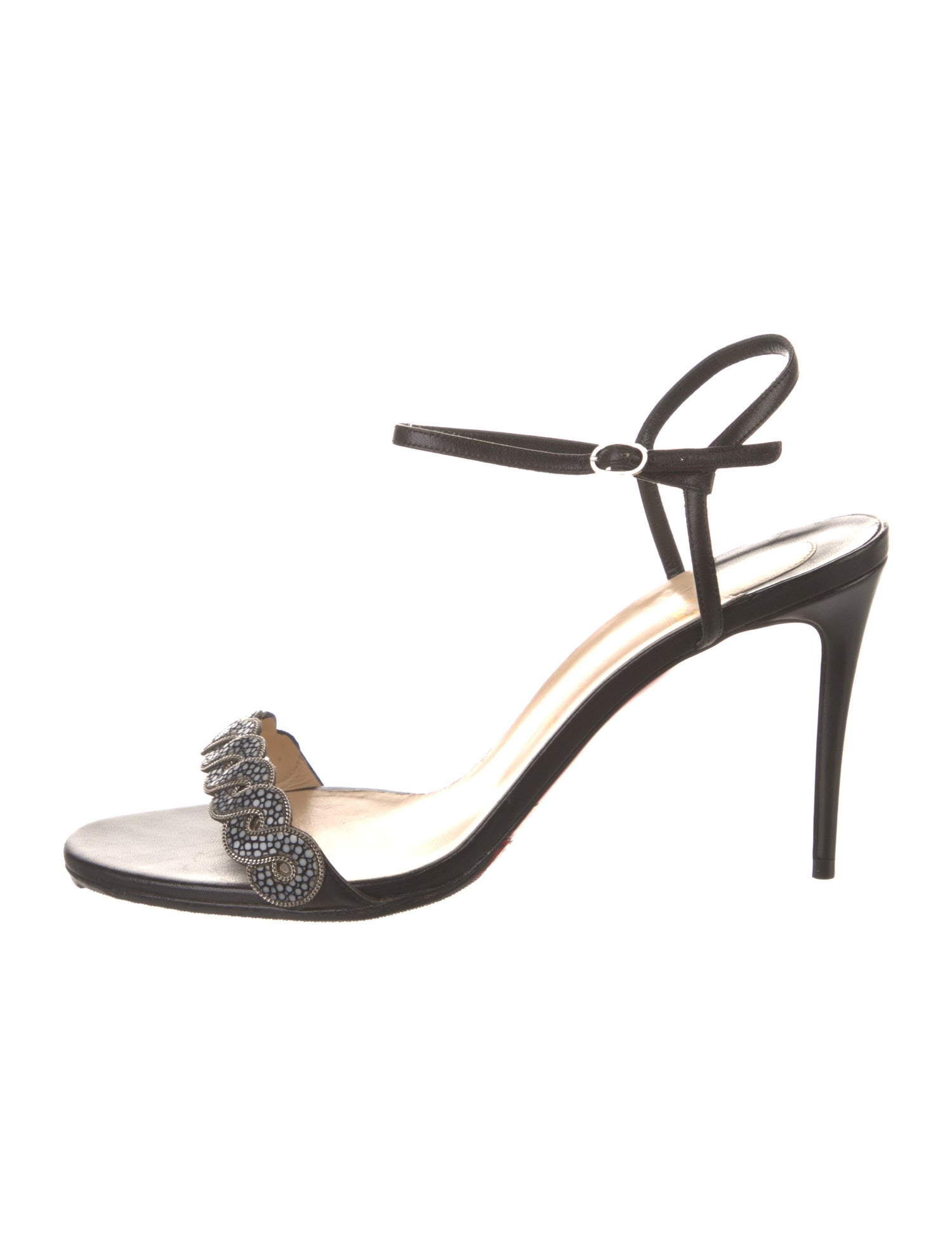 Christian Louboutin Leather Chain-Link Accents Sandals