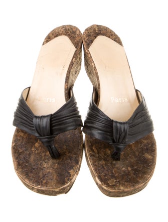 Christian Louboutin Leather Pleated Accents Espadrilles