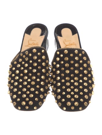 Christian Louboutin Spike Accents Suede Mules