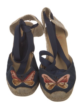 Christian Louboutin Canvas Beaded Accents D'Orsay Pumps