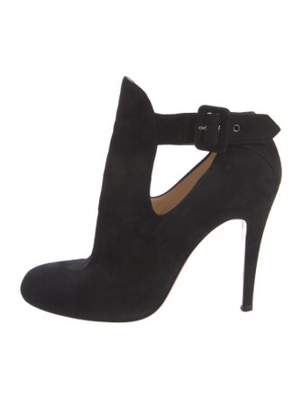 Christian Louboutin Suede Cutout Accent T-Strap Pumps