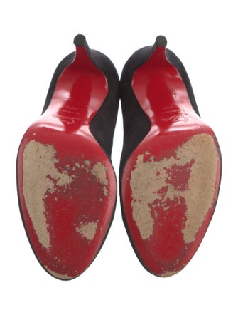 Christian Louboutin Suede Cutout Accent T-Strap Pumps