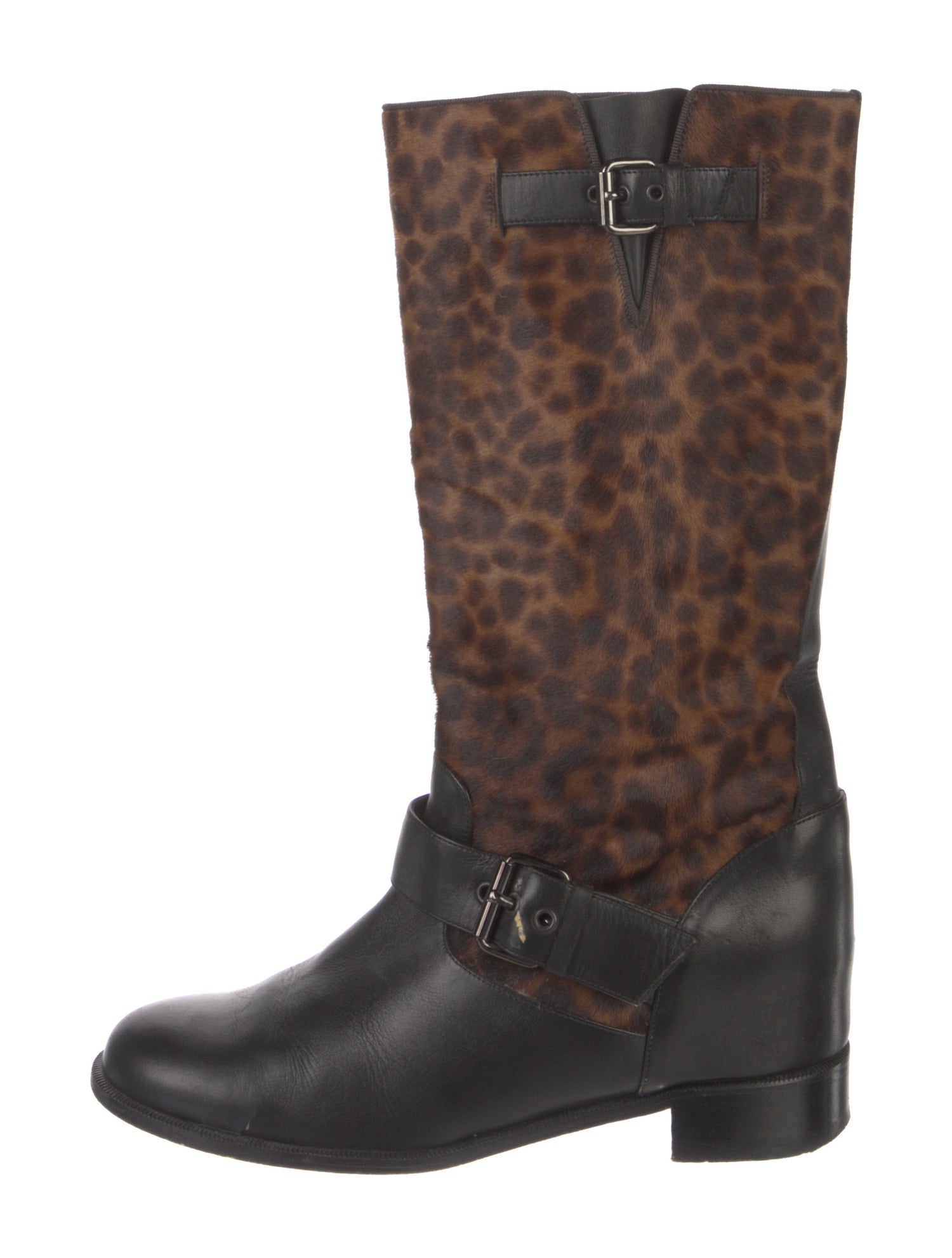 Christian Louboutin Ponyhair Animal Print Riding Boots
