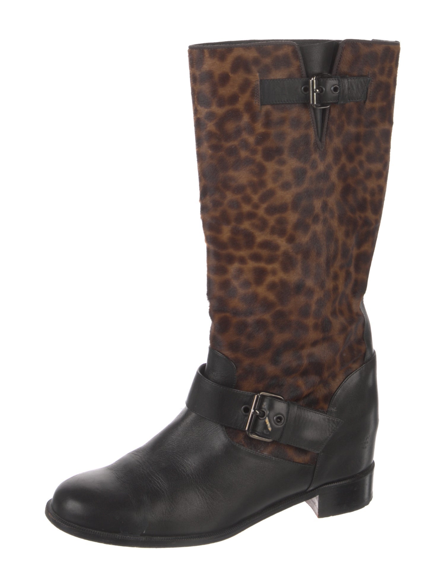 Christian Louboutin Ponyhair Animal Print Riding Boots