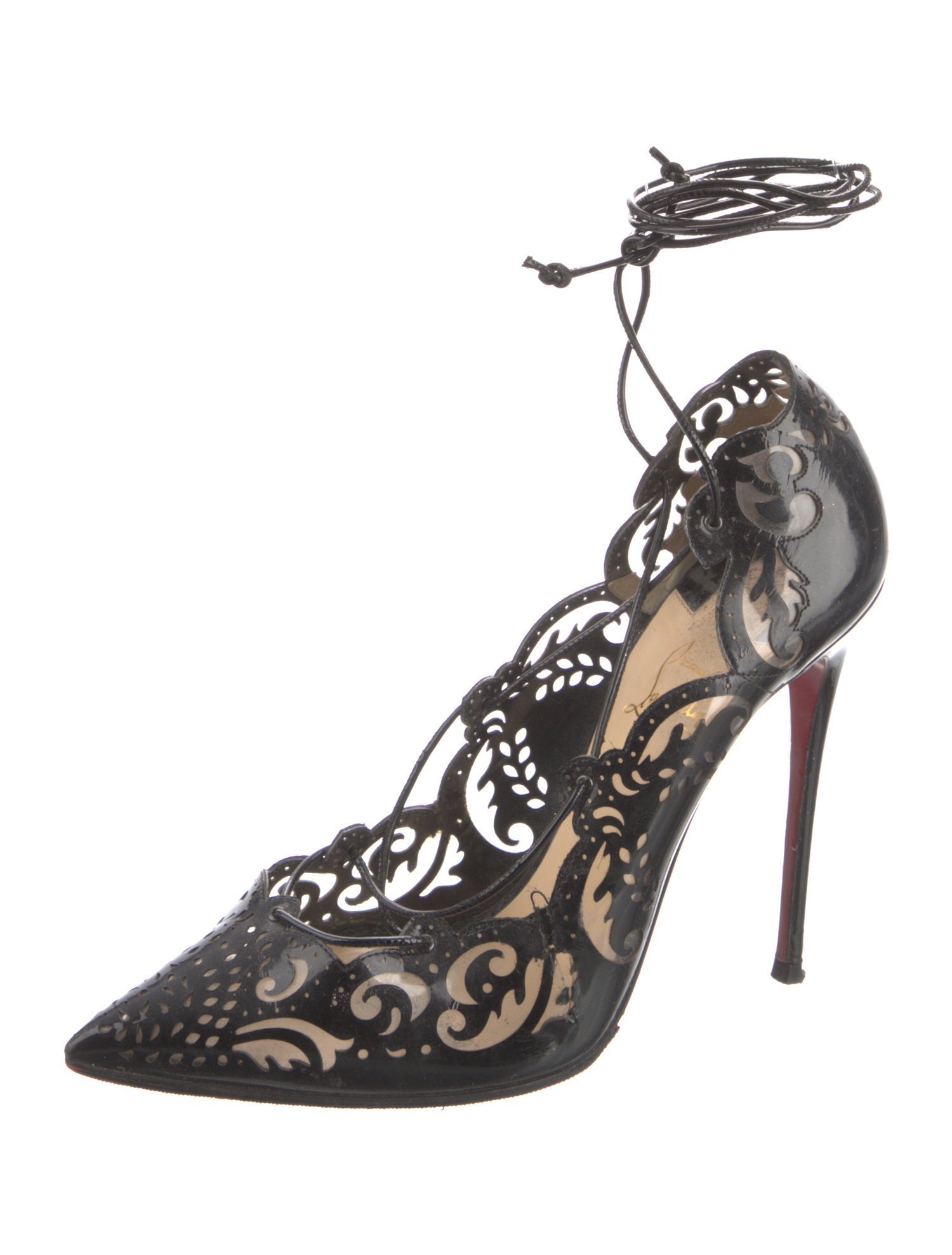 Christian Louboutin Patent Leather Lasercut Accents D'Orsay Pumps