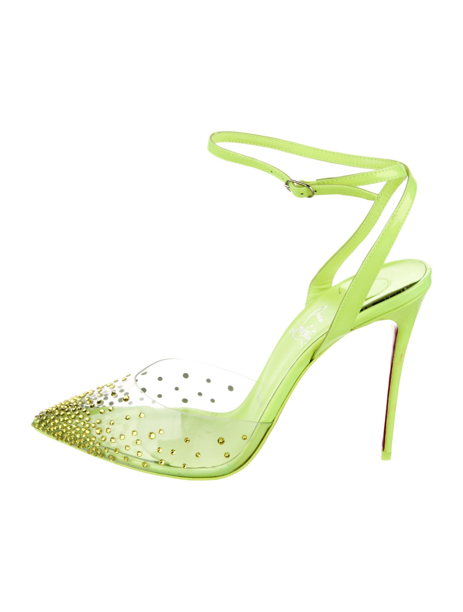 Christian Louboutin Patent Leather Crystal Embellishments Slingback Pumps