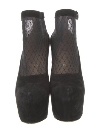 Christian Louboutin Suede Mesh Accents Boots