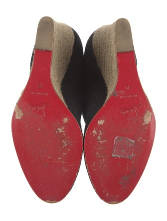 Christian Louboutin Canvas Leather Trim Embellishment Boots